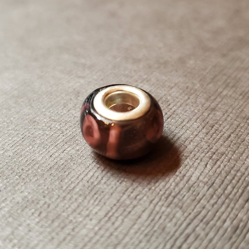 Hand Blown Glass Bead - Purple w/ Design